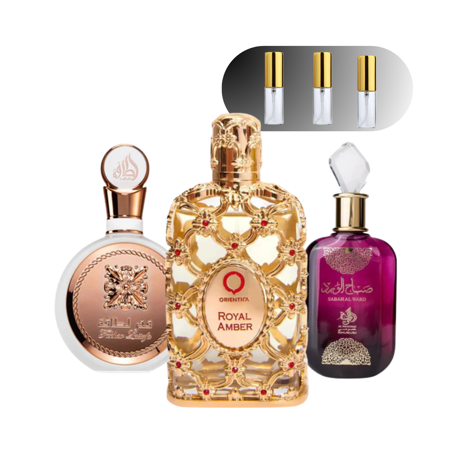 Kit Realeza Árabe - Fakhar Rose +Royal Amber + Sabah Al Ward