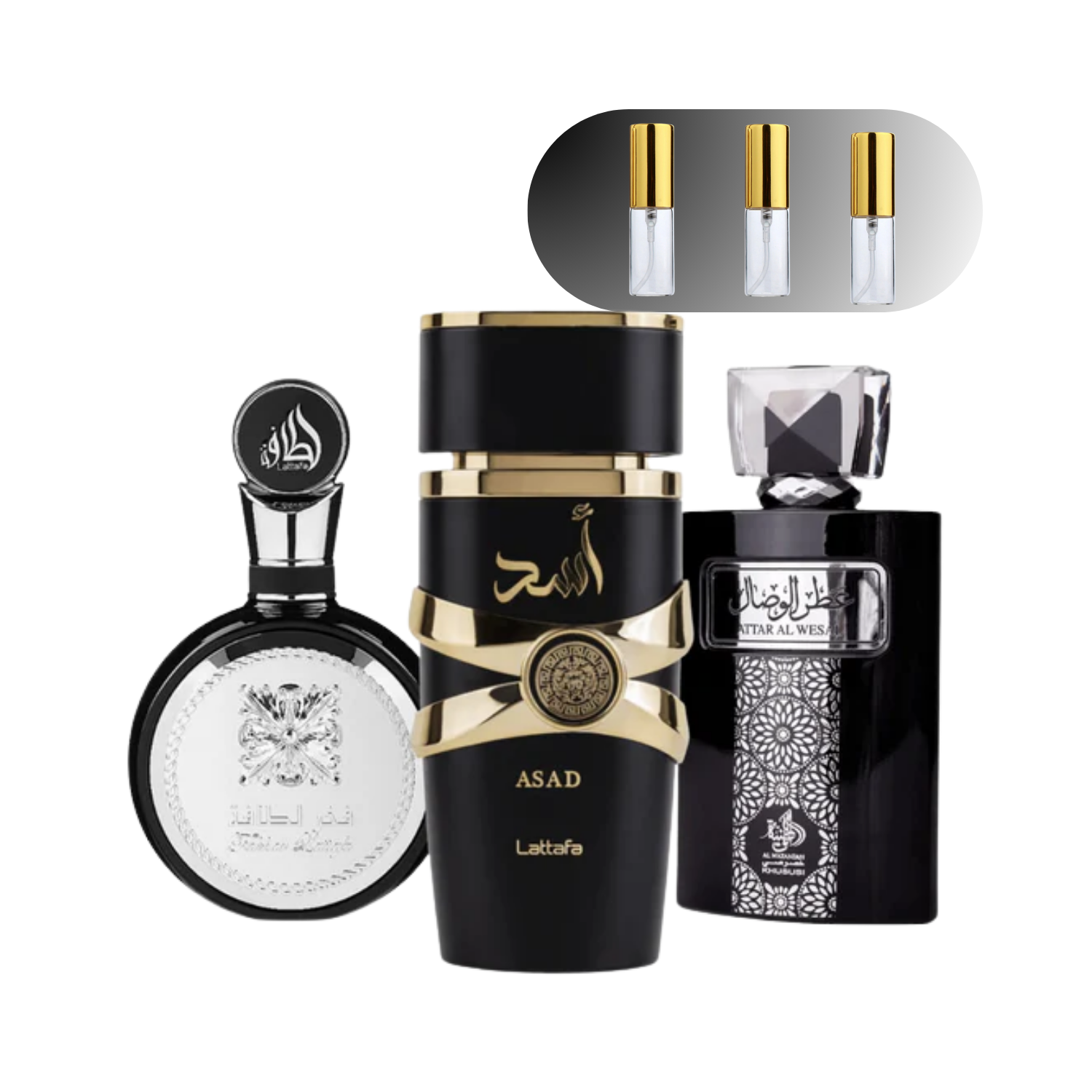 Kit Segredos do Imperador - Fakhar Black + Asad + Attar Al Wesal